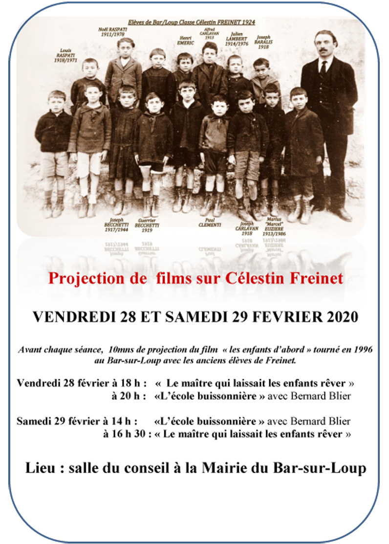 Projections de films sur Célestin Freinet