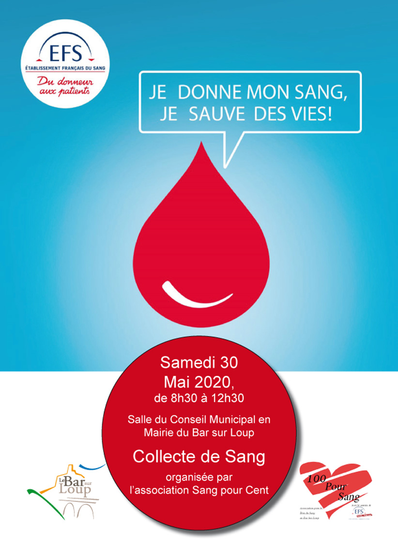 Samedi 30 Mai 2020 : Don du Sang