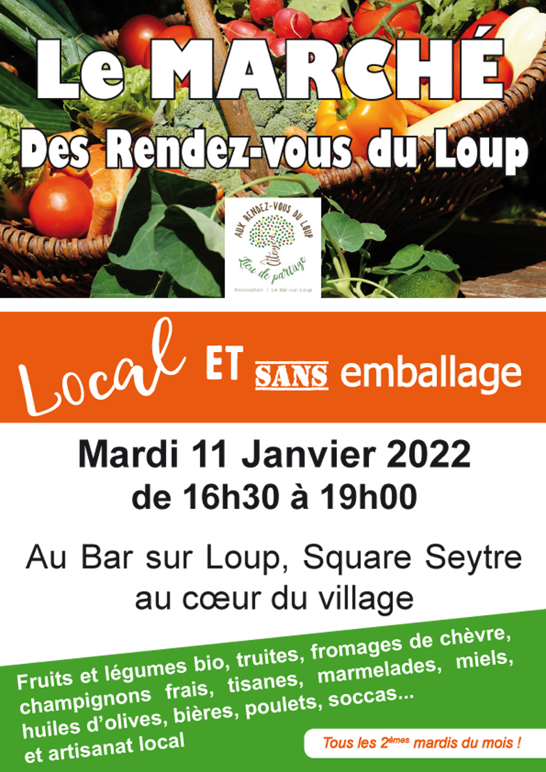 Marché des Rendez-vous du Loup, mardi 11 janvier 2022