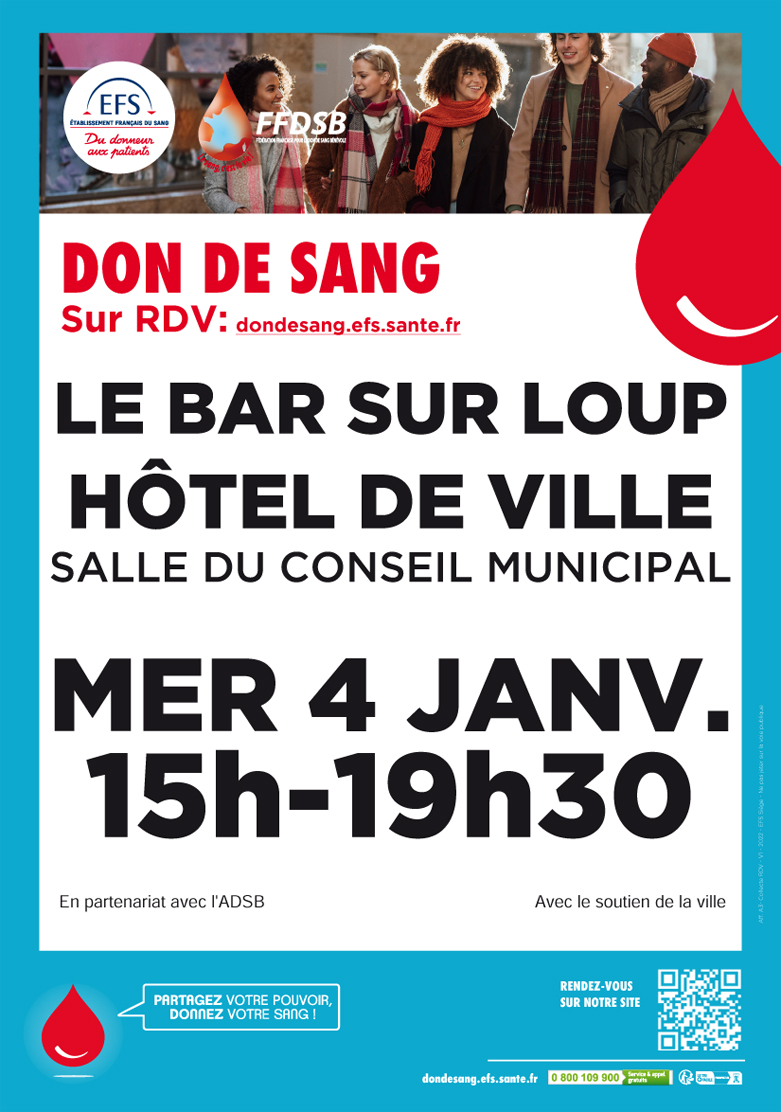 Don du Sang, mercredi 4 janvier 2023