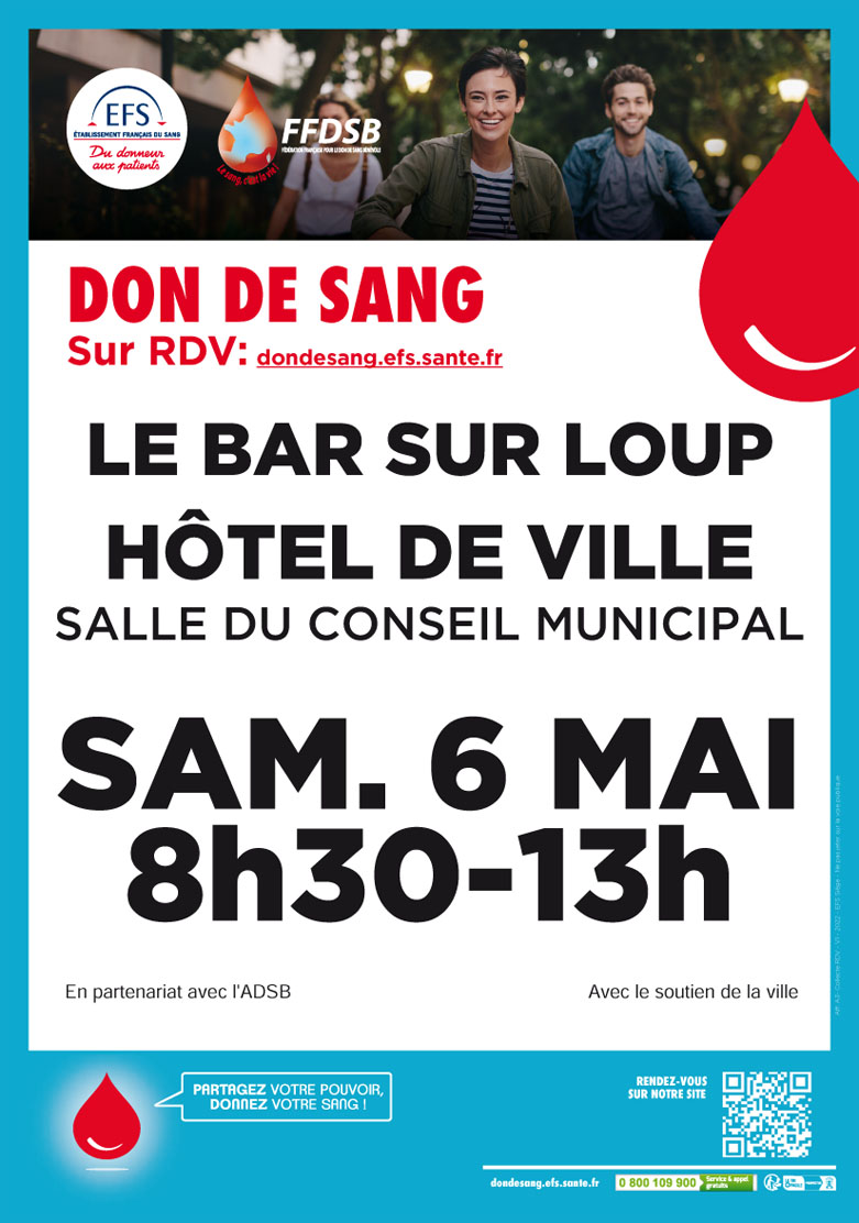 Don du Sang, samedi 6 mai 2023