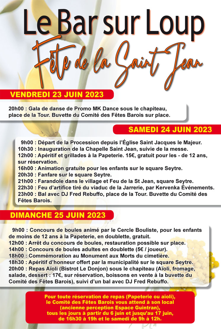 Festivités de la Saint Jean, 23, 24 et 25 juin 2023