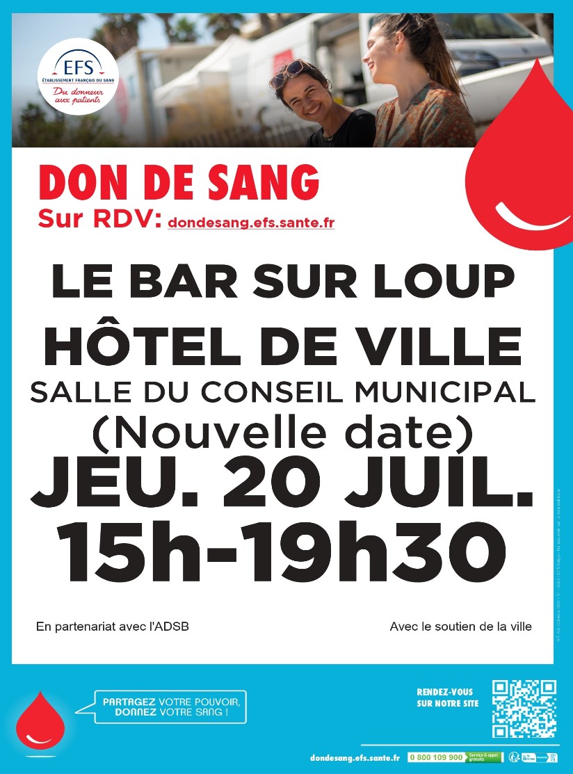 Don du Sang, jeudi 20 juillet 2023