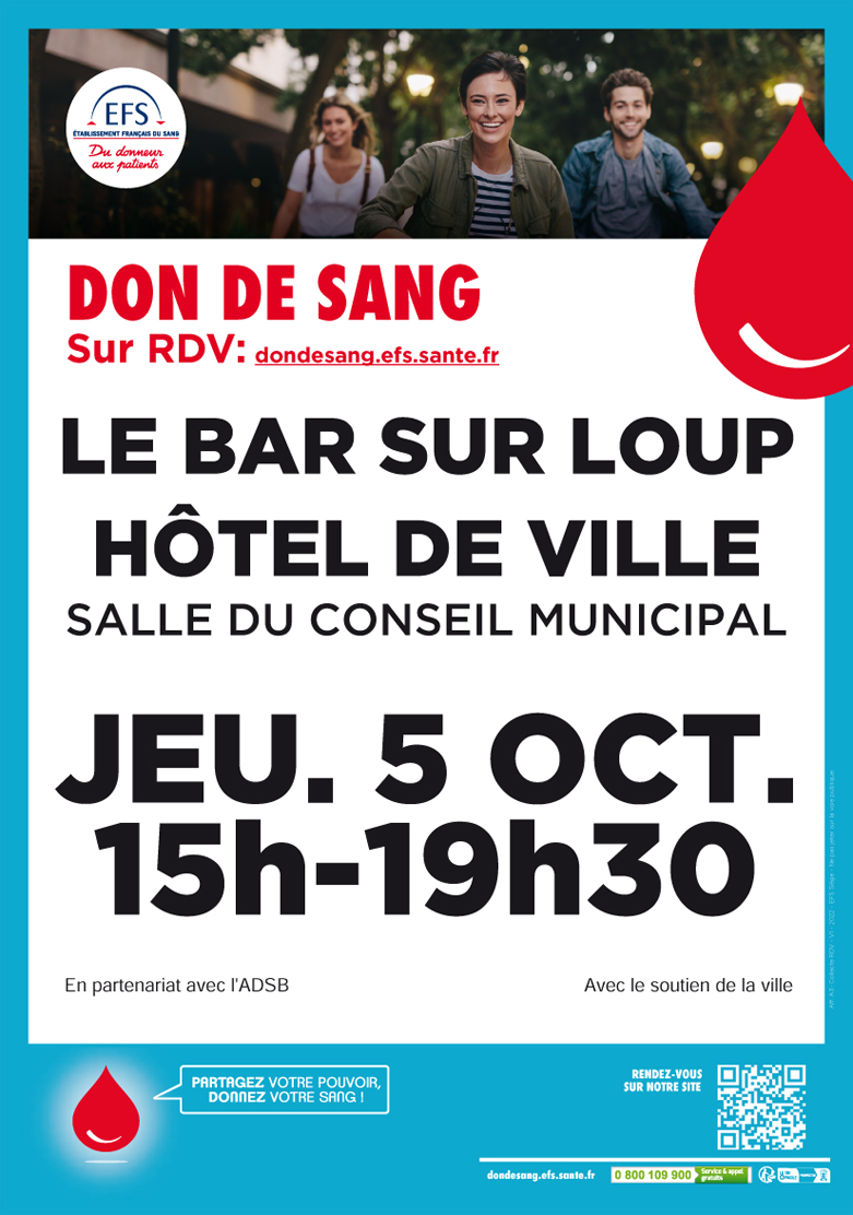 Don du Sang, jeudi 5 octobre 2023