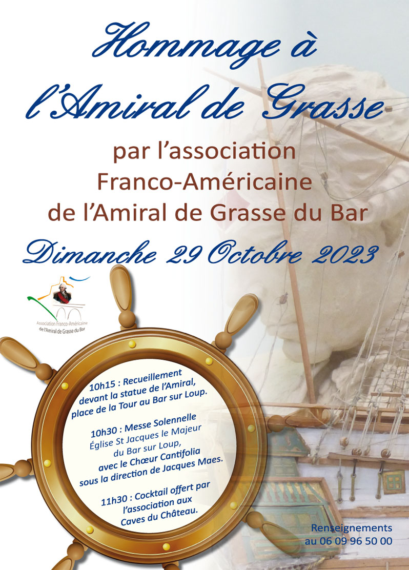 Te Deum de l'association Franco Américaine de l'Amiral de Grasse du Bar, dimanche 29 octobre 2023.